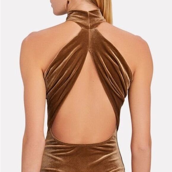 Alix NYC NWT Bentley Velvet Brown Size S Bodysuit Halter Neck Open Back S - Picture 3 of 12
